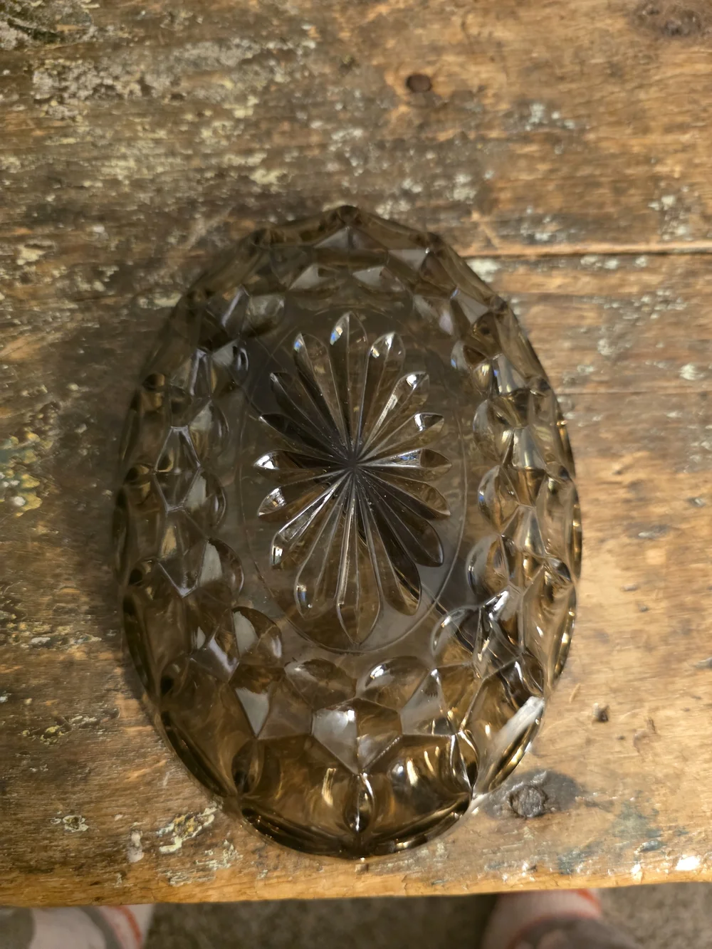 Anchor Hocking Smoky Gray Divided Glass Server